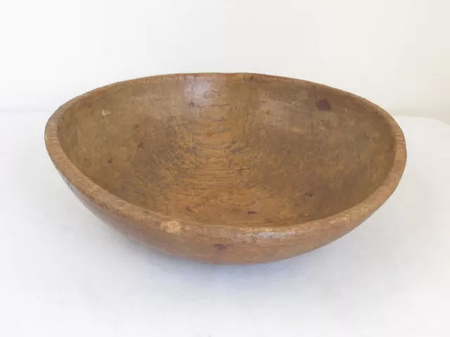 Antique American Wood Hand Hewn Dough Bowl Primitive 19th c. 16" diameter