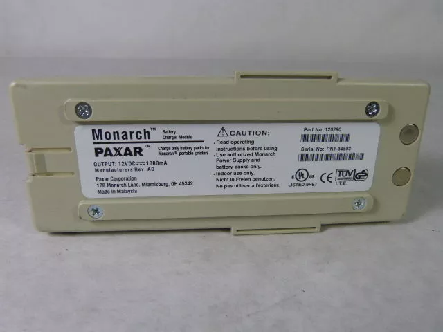 Paxar Monarch 120290 Battery Charger Module 12VDC 1000mA  USED 3