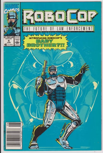 Robocop Issue #4 Comic Book. Newsstand. Alan Grant. Action. SciFi. Marvel 1990.