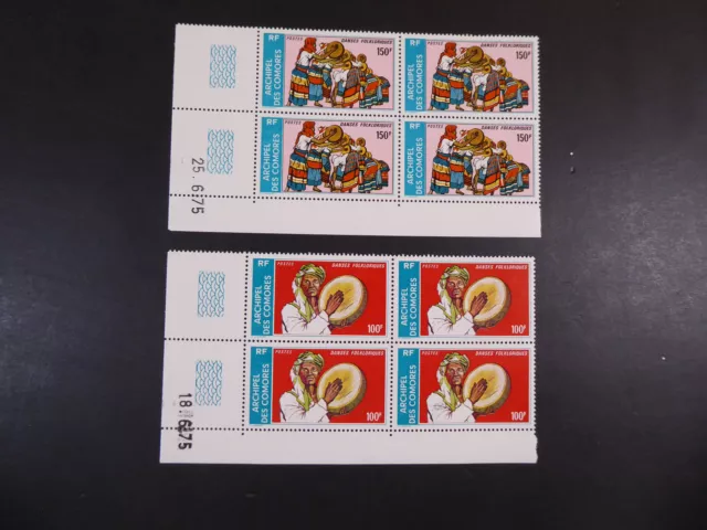 Komoren 1975, 4er Block Serie "Tänze" m. Druckdatum, **/MNH, Mi.Nr.92/93, ME 960