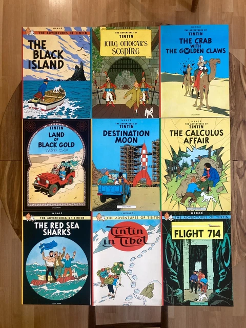 9x The Adventures of Tintin comics lot.