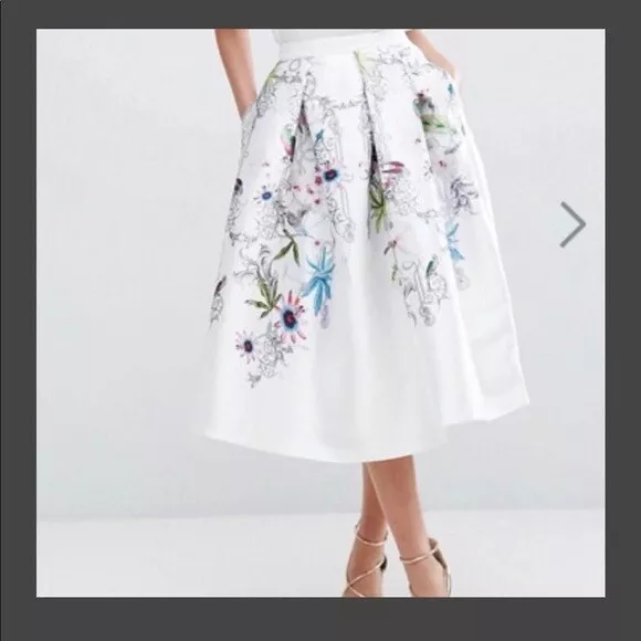 Ted Baker Petale Passion Flower Full Skirt, White, TB 1, US 4