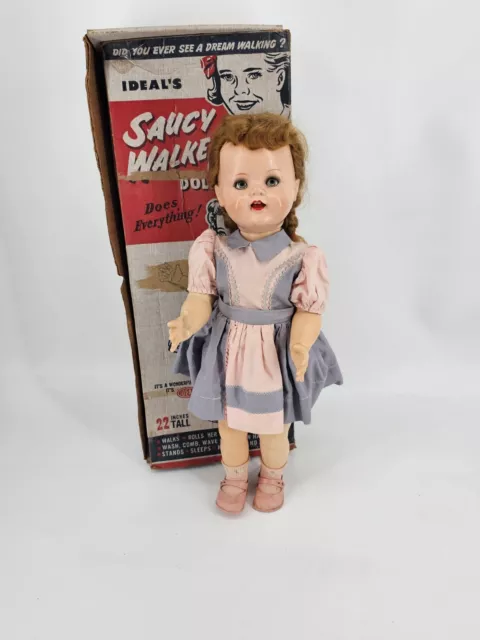 1950's Vintage Ideal Saucy Walker Doll Flirty Eyes  22" Original Box Teeth