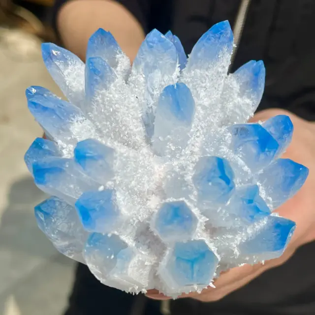 1.44LB New Find Blue Phantom Quartz Crystal Cluster Mineral Specimen Healing. 2