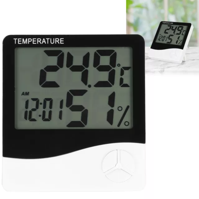 Indoor Digital Thermometer Room Desktop Temperature Gauge Humidity Meter Mon Ftd