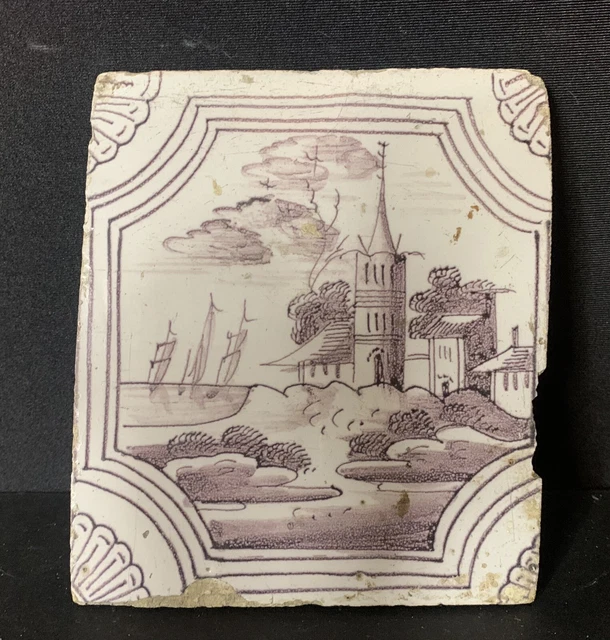 Antique Delft Tile - Manganese / Sepia (No.3)