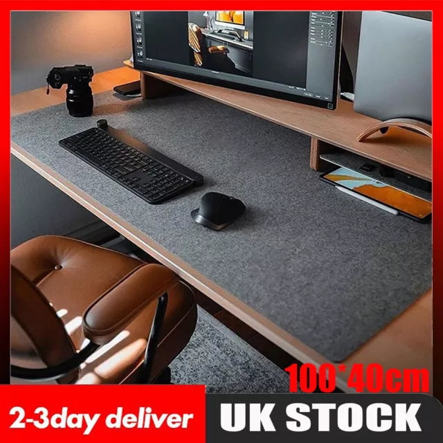 Office Computer Desk Table Keyboard Mouse Pad Felt Laptop Mat 100x40cm Black UK