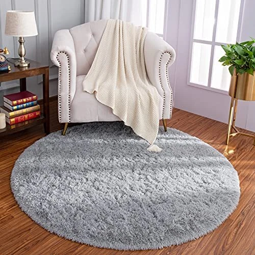 Luxury Round Fluffy Area Rugs for Bedroom Kids Girls Room Nursery, Sup...