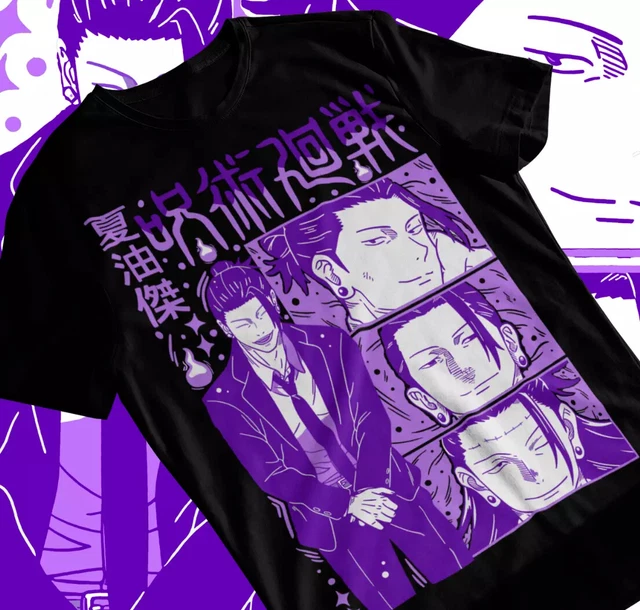 T-shirt Jujutsu Kaisen Geto Suguru Gojo - Noir, Unisexe, Taille Régulière, Neuf Avec étiquettes