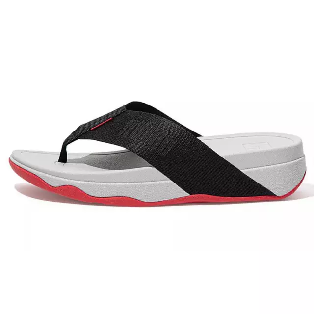 Fitflop Womens Surfa Woven Logo Toe Post Sandals Size 7 Eur 41 Rrp£70 Black