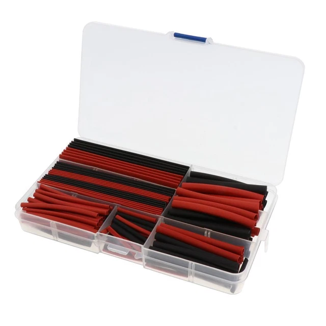 150 Pieces Heat Shrink Tube  Tubing Sleeve Assortment Black And Red