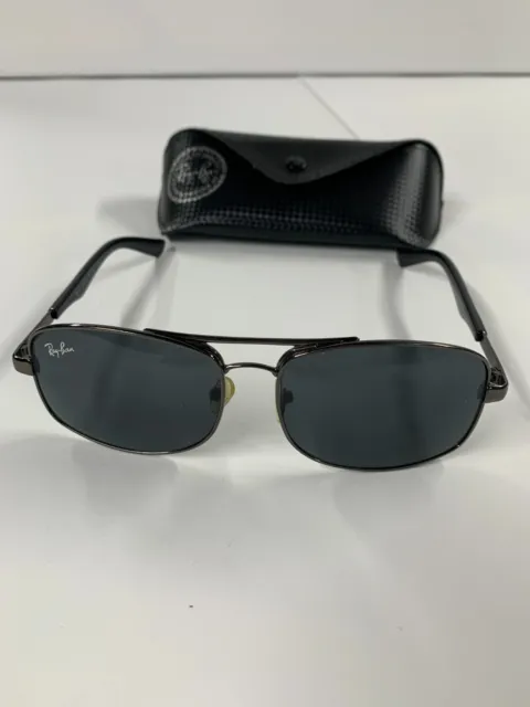 Ray-Ban RB8307 Aviator Sunglasses Luxottica w/  Case Black Lens Gunmetal Frame