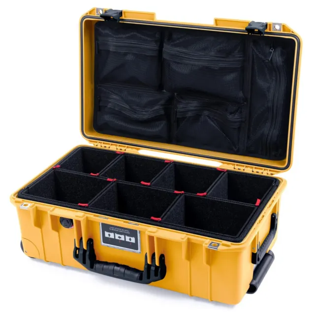 Yellow & black Pelican 1535 case with Trekpak dividers & mesh lid organizer.