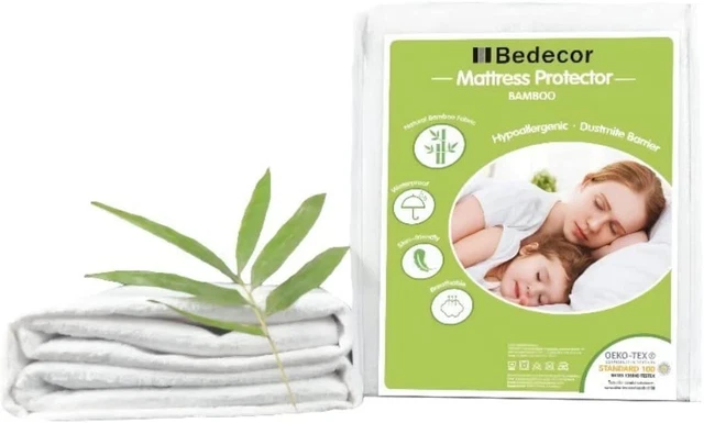 Bedecor Pack de 2 - Fibre Bambou Protège Matelas 2 - (140x200cm)