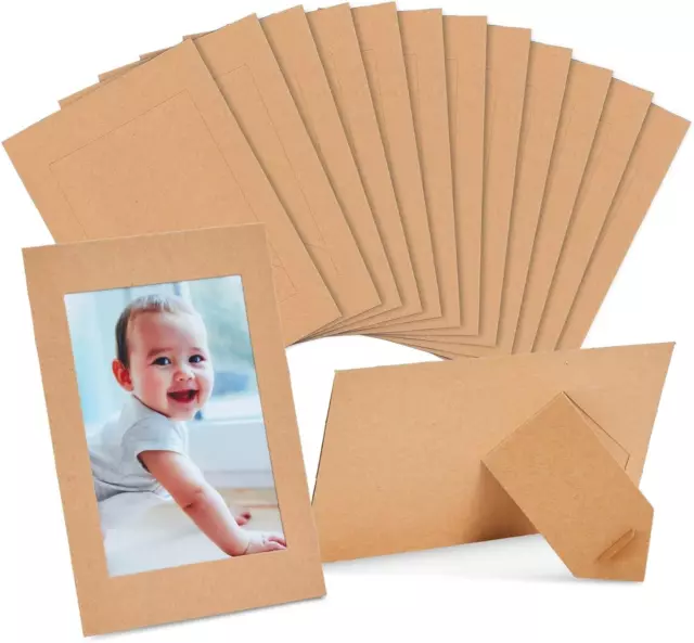 50 Pack Kraft Paper Picture Frames 4X6, Cardboard Photo Easels for DIY Projects,