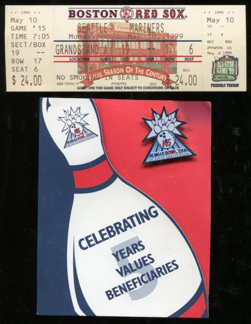 1999 5/10 Red Sox Mariners Ticket Nomar Garciaparra 3 HR's 10 RBI Bonus 2 Items