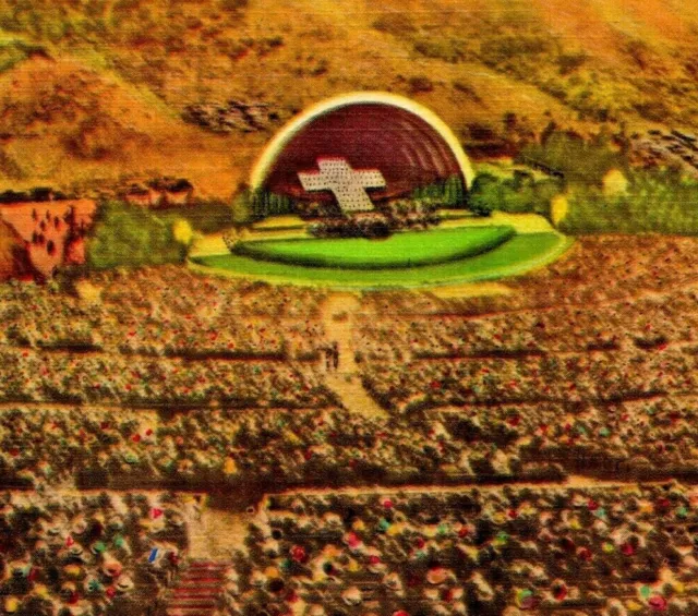 HOLLYWOOD BOWL EASTER Sunrise Service Hollywood California CA Vtg Linen