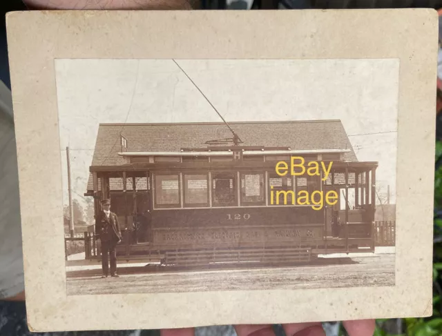 GREAT ca.1900's Sacramento Electric, Gas & Railway CAR, Depot & Employee PHOTO