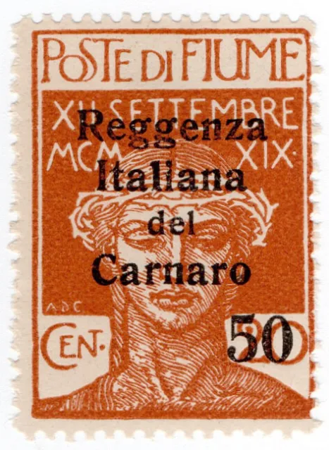 (I.B) Italy Postal : Fiume Regency 50c on 20c OP (1929)