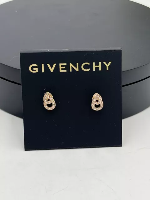 Givenchy Womens Rose Gold Tone Pave Crystal Small Stud Double Earrings New 2
