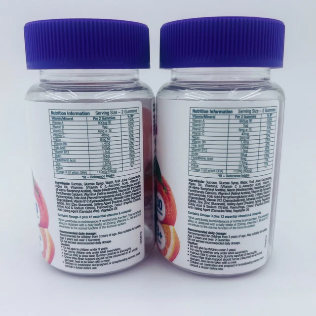 2 X CHEWY Vites Real Fruit Juice For Kids Brain Support Omega 3 DHA (2