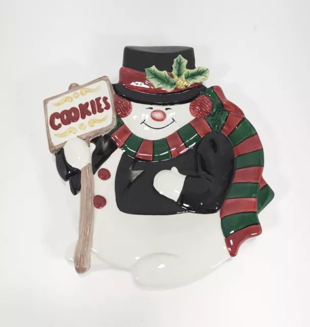 Fitz and Floyd Snack Therapy Snowman Canape Plate Santa Cookies Christmas