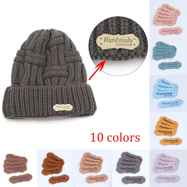 10Pcs Handmade Faux Leather Labels Crocheting Knitting Sewing Craft Supplies New