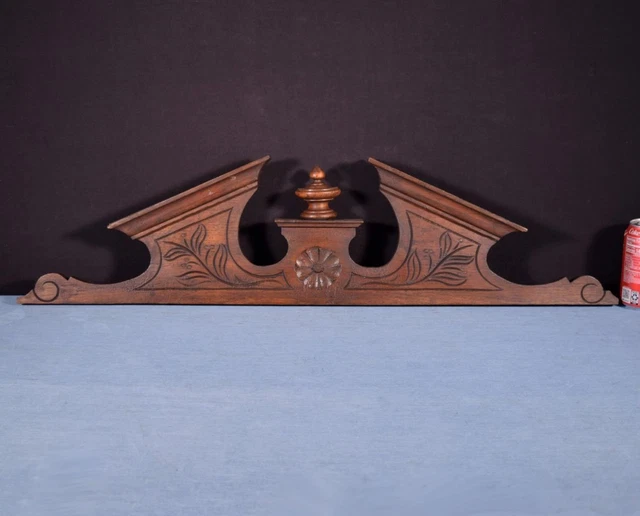 34" Large French Antique Crest/Pediment/Crown in Solid Oak Wood Highly Carved 2