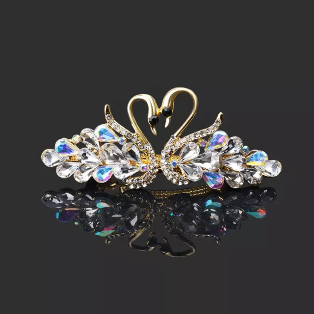 Women Large Crystal Swan Hair Clip Barrette Hairpin Clips Ponytail Hair