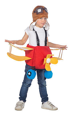 Flugzeug Kostüm Kinder rot gelb blau Flügel Hosenträger Karneval Fasching Pilot