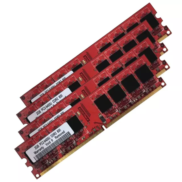 8Go 4x 2Go DDR2 PC2-6400U 800MHz 240Pin NON-ECC DIMM RAM Red Desktop Memory FR