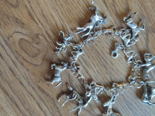 Horse Theme Charm Bracelet Sterling Silver. Unique.  Please see description. 2