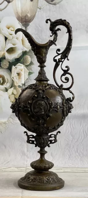 Decorative Victorian Venetian Style Floral Decoration  Bronze Urn Vase Artwork