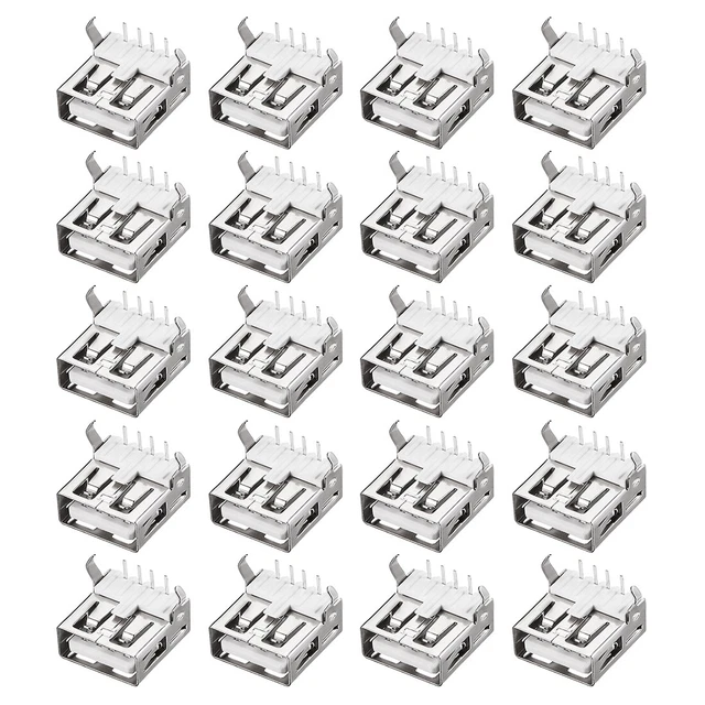 PCB conector USB 2.0 tipo hembra hembra a 90 grados que dobla el pie 20pcs