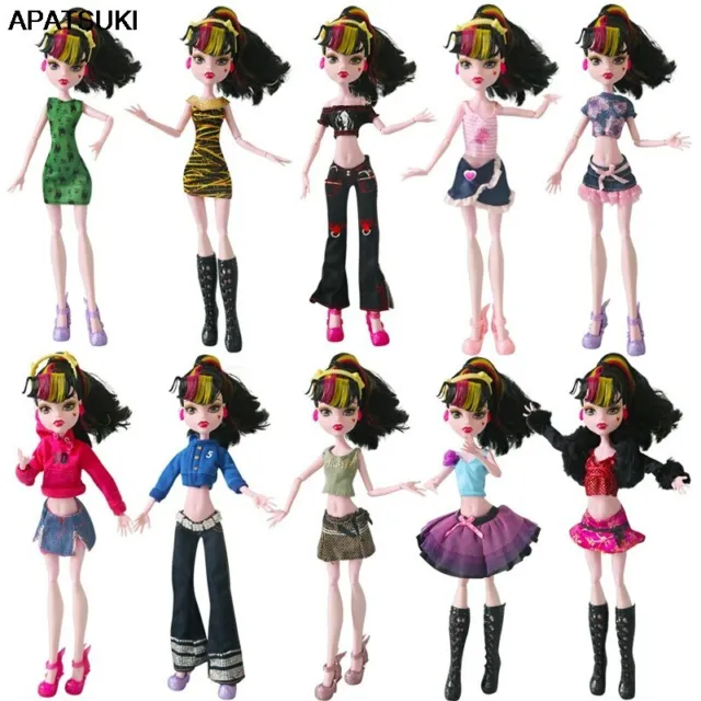 10pcs/lot Colorful Fashion Doll Clothes For Monster High Outfit For Monster Doll