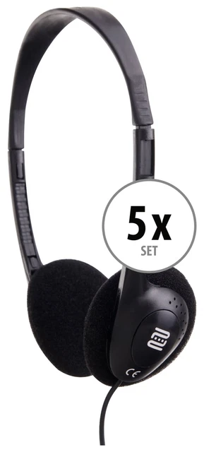 Pronomic Kh-10Bk Kopfhörer 5X Set Leicht Schwarz Silent Guide Headphones Bügel