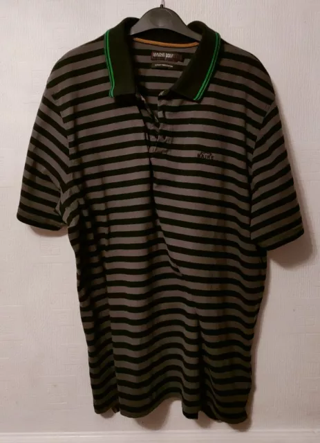 Maine Golf New England Striped Grey Green Black Polo Shirt Luxury Cotton Xl Usa