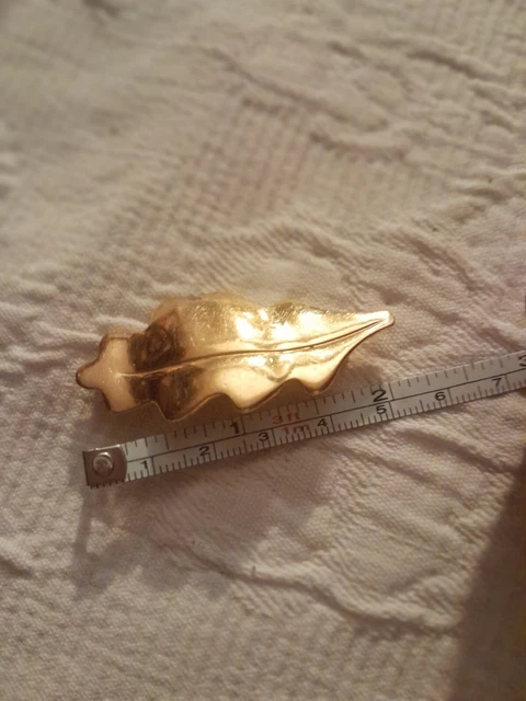 Broche Signée INES DE LA FRESSANGE - Motif Feuille Couleur Or - Très Bon état