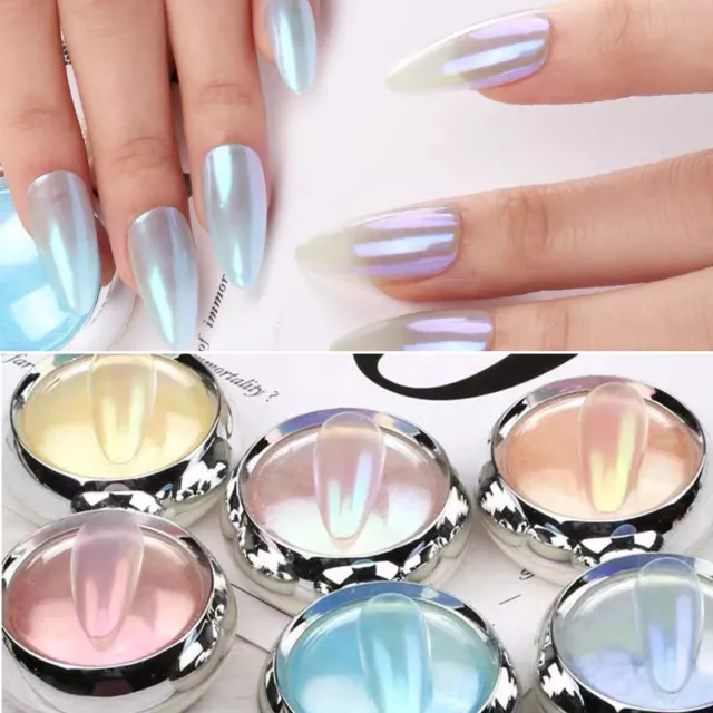 Polvo de uñas arco iris holográfico aurora brillo polvo de uñas ↑ }