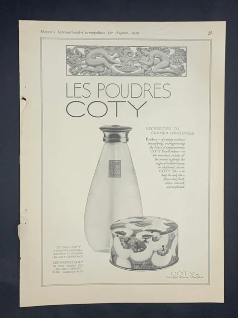 Magazine Ad - 1929 - Coty Face Powders & Talc - Les Pourdes