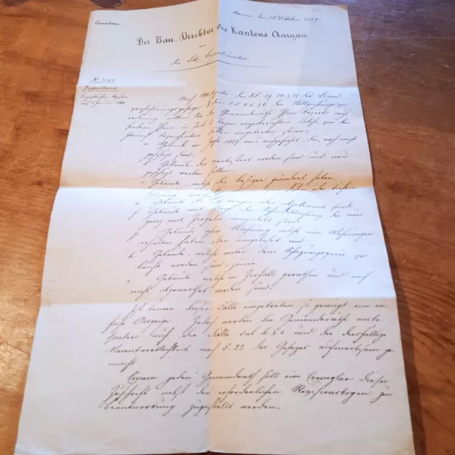 Alt-Brief Inhalt Baudirektion 1859/60 Kanton Aargau