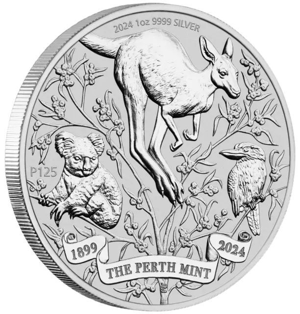 THE PERTH MINT’S 125TH ANNIVERSARY 2024 1oz SILVER Mint State $1 COIN In Capsule