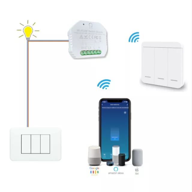 Interruttore Per Luci Telecomando Pulsante Senza Fili A Muro Lampade Wifi Smart