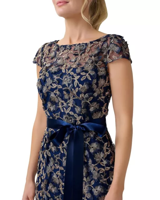 ADRIANNA PAPELL WOMEN'S Floral Embroidered Column Dress Blue 6 B4HP ...