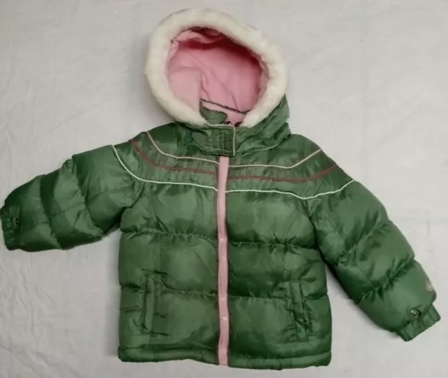 Oshkosh Bgosh Girls Hooded Quilted Puffer Jacket / Coat With Pockets Size 2T