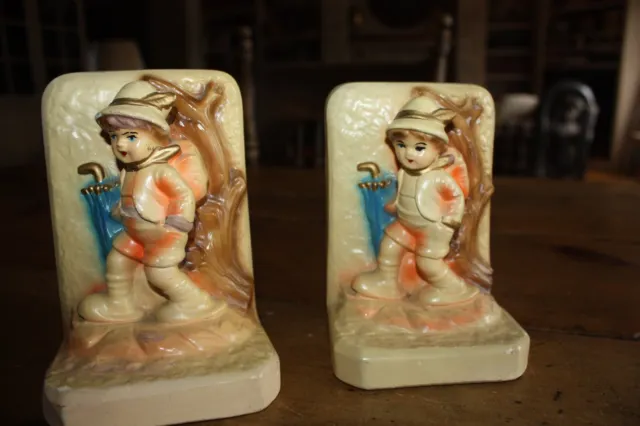 Vintage Chalkware HUMMEL Bookends #99