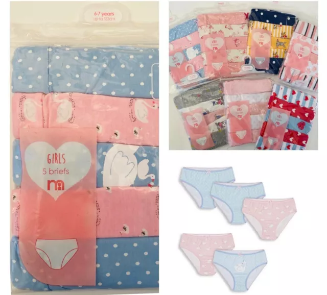 Mothercare Girls Knickers 5 Pack Cotton Pink Briefs Pants Underwear Cotton BNWT