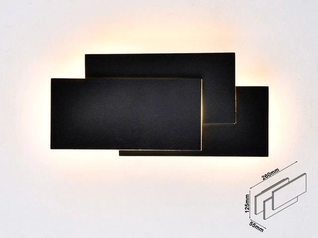 Applique Lampada LED da Muro 12W 3000K Carcassa Nera Rettangolare con Forme Sovr