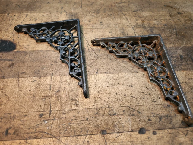 Antique Cast Iron Shelf Brackets 4" X 5" Victorian Ornate Restoration Project 2