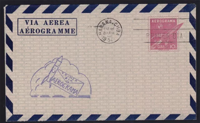 Quba 1957 Rocket Areogramme With First Day Cancel And Cachet